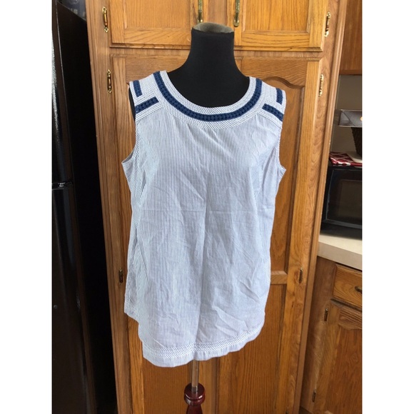 Talbots Tops - Talbots Blue and White Tank Top 1X